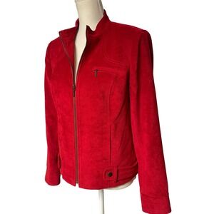 Tribal Red Faux Suede Velour Jacket Women's 8